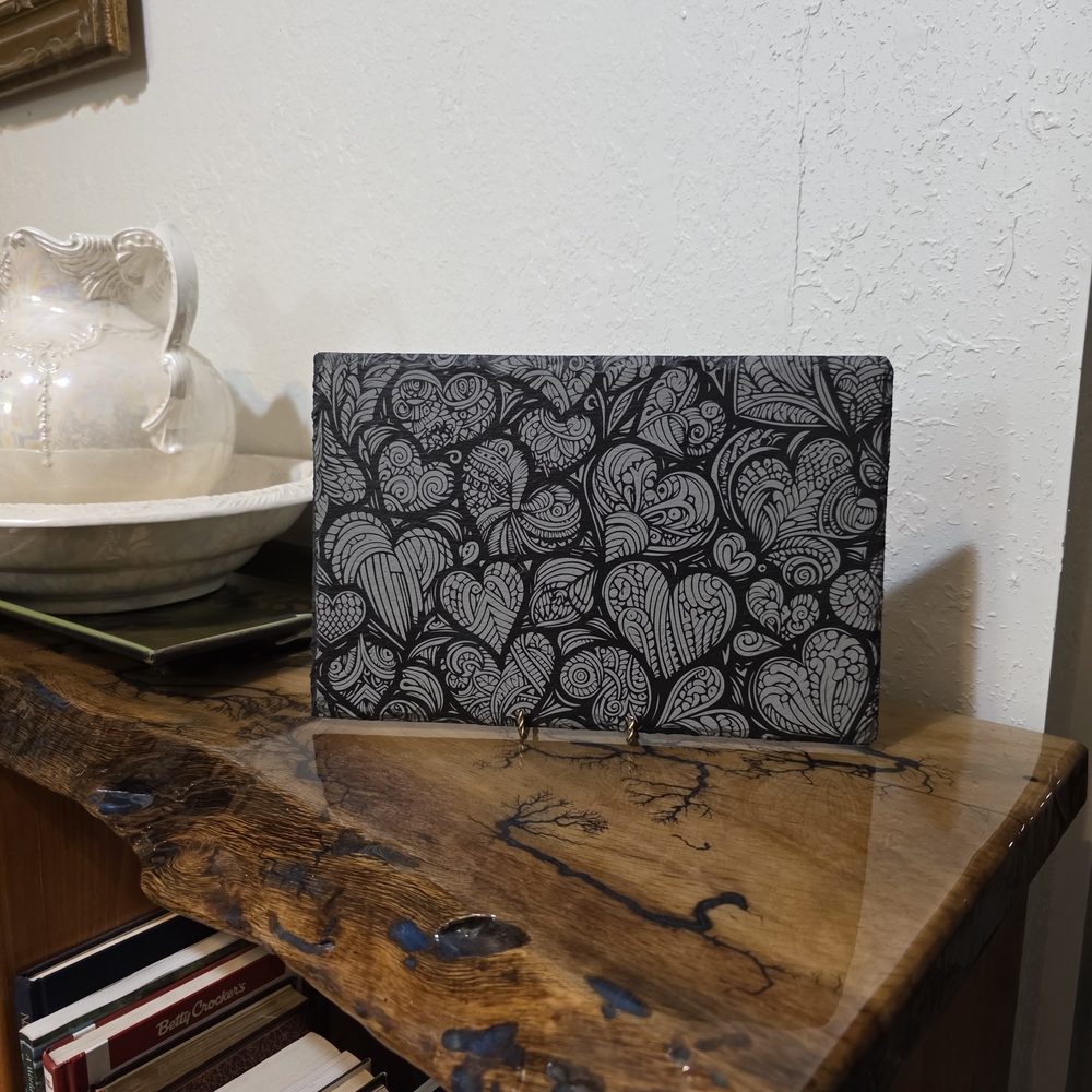 Slate Tile Art - Whimsical Heart Design - 12 X 8